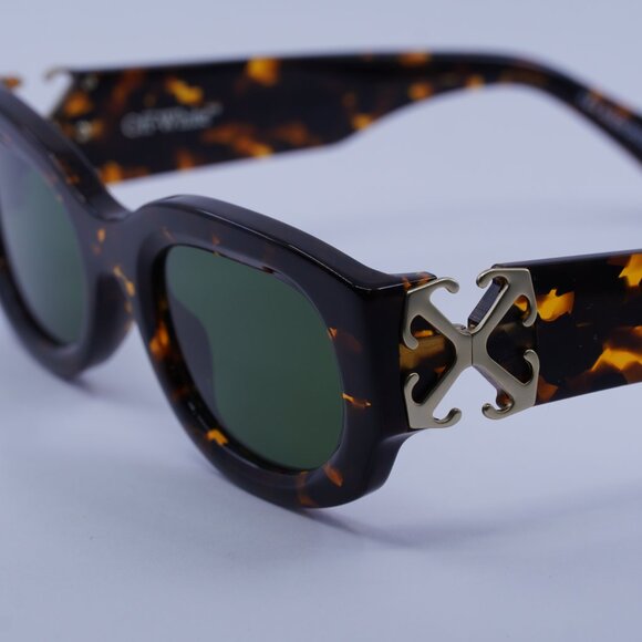 Off-White OERI14E PALMER 6055 Sunglasses Havana Oval Frame, Green Lenses main image 9